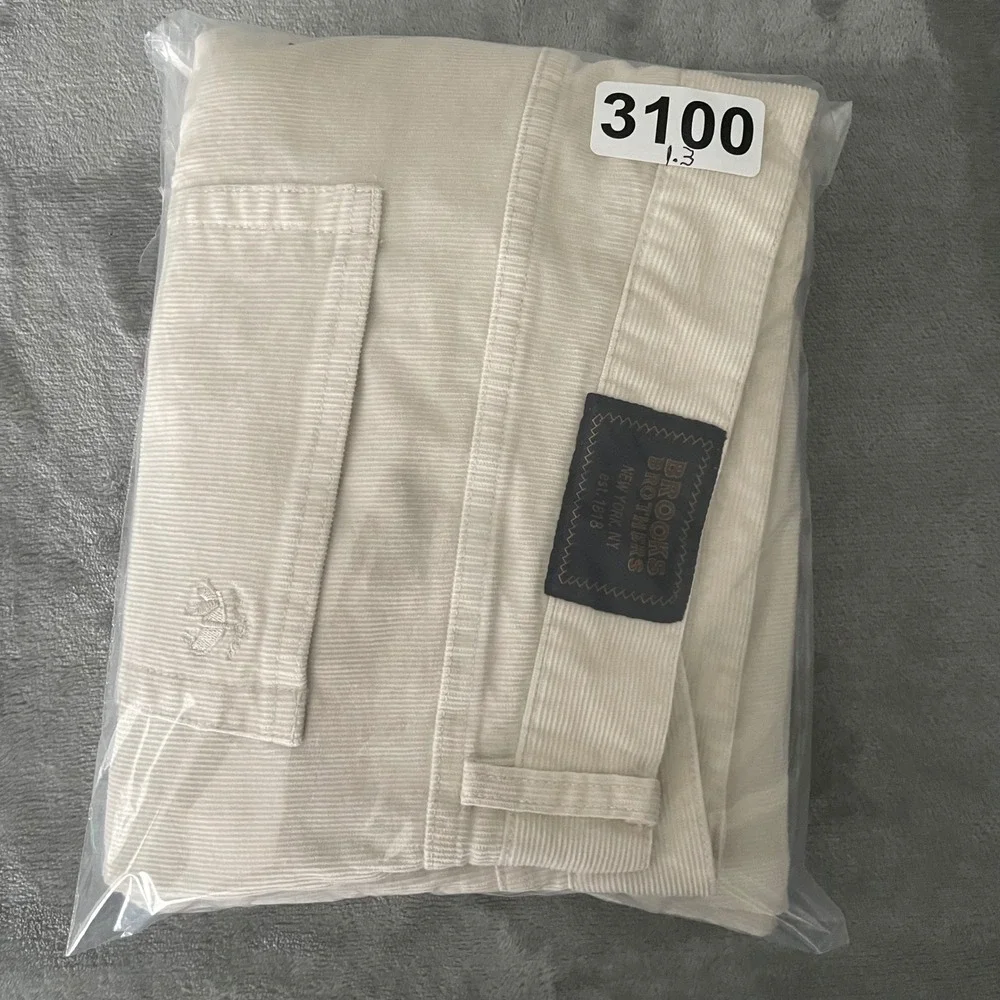 Brooks Brothers Corduroy Pants Mens 40x31 Cream Slim Fit 5-Pocket Trousers